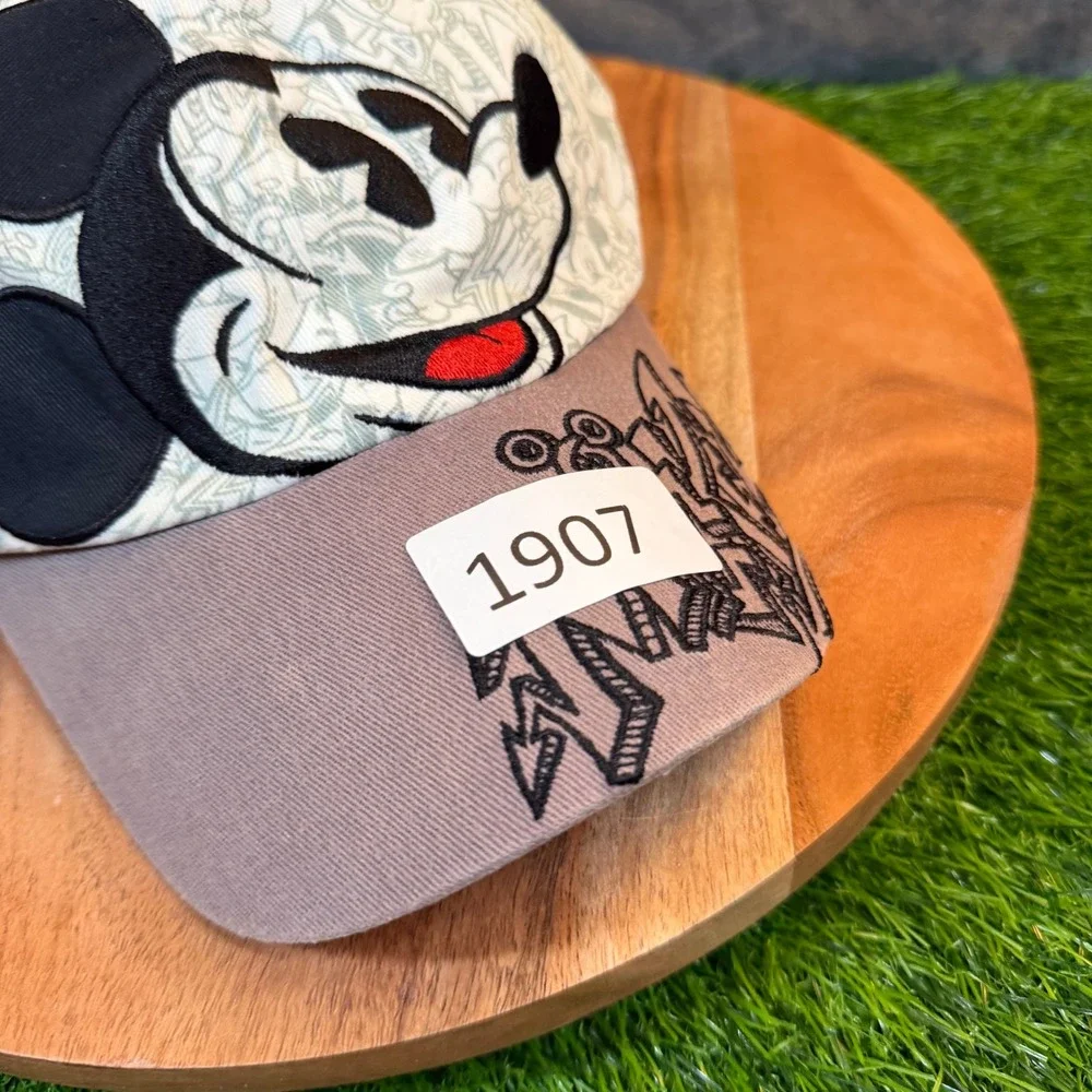Disney‎ Parks Mickey Mouse Graffiti Baseball Cap White Grey Kids Adjustable Hat